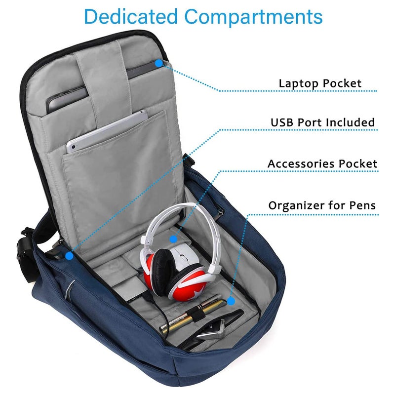 oscaurt Anti Theft Backpack 15.6 Inch Laptop Travel Backpack with Hidden Zipper and USB Charging Port Waterproof Business Computer Bag for Men & Women - Image 4